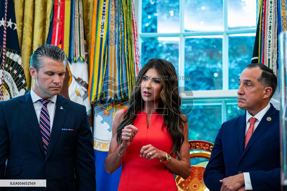 Trump Signs Executive Order In Oval Office - DC