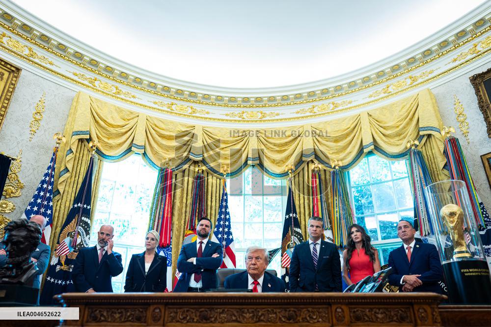 Trump Signs Executive Order In Oval Office - DC