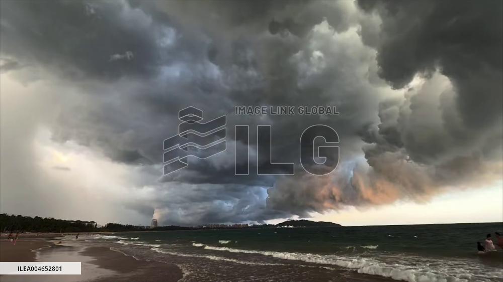 China: Typhoon Kajiki Darkens Sky Over Sanya Bay, Hainan