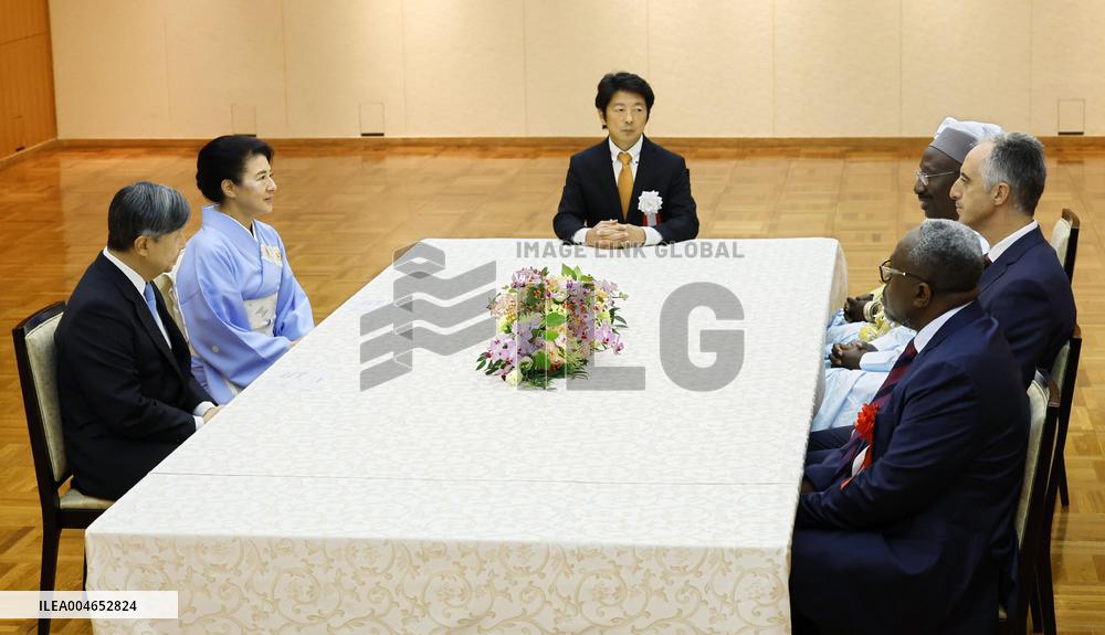 Japanese emperor, empress meet prize recipients