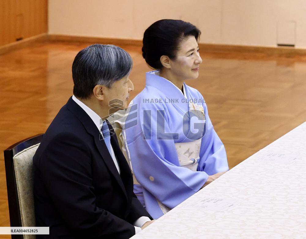 Japanese emperor, empress meet prize recipients