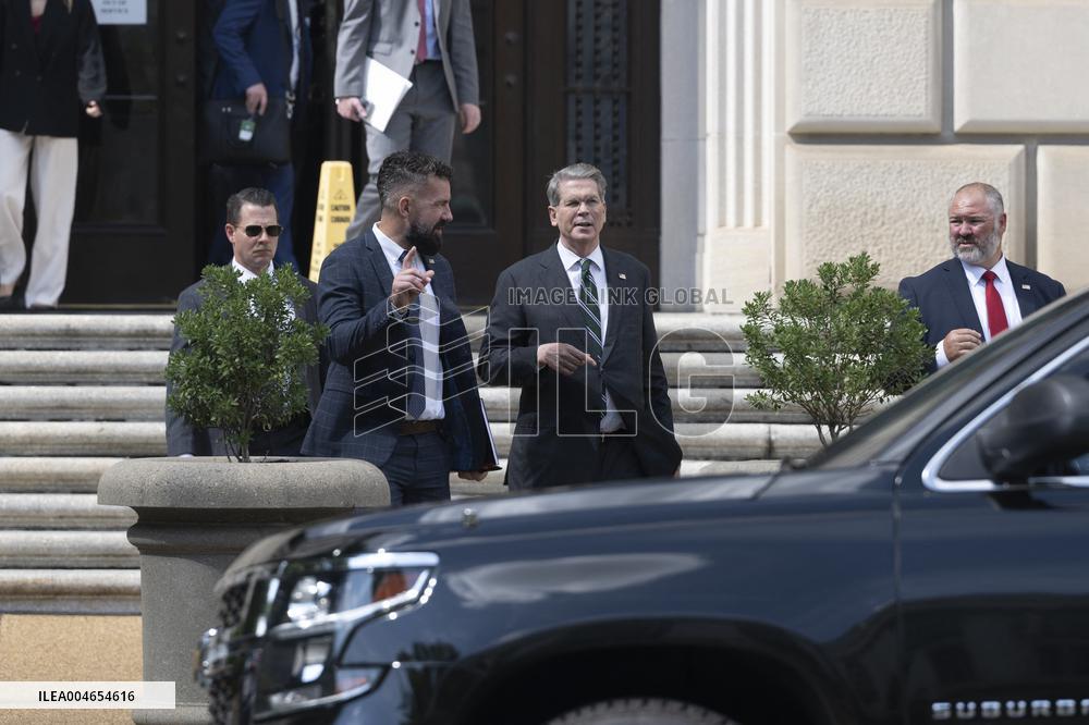 United States Secretary of the Treasury Scott Bessent, Gary Shapley and Joe Ziegler visit the IRS headquarters