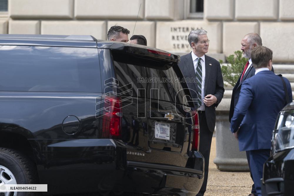 United States Secretary of the Treasury Scott Bessent, Gary Shapley and Joe Ziegler visit the IRS headquarters