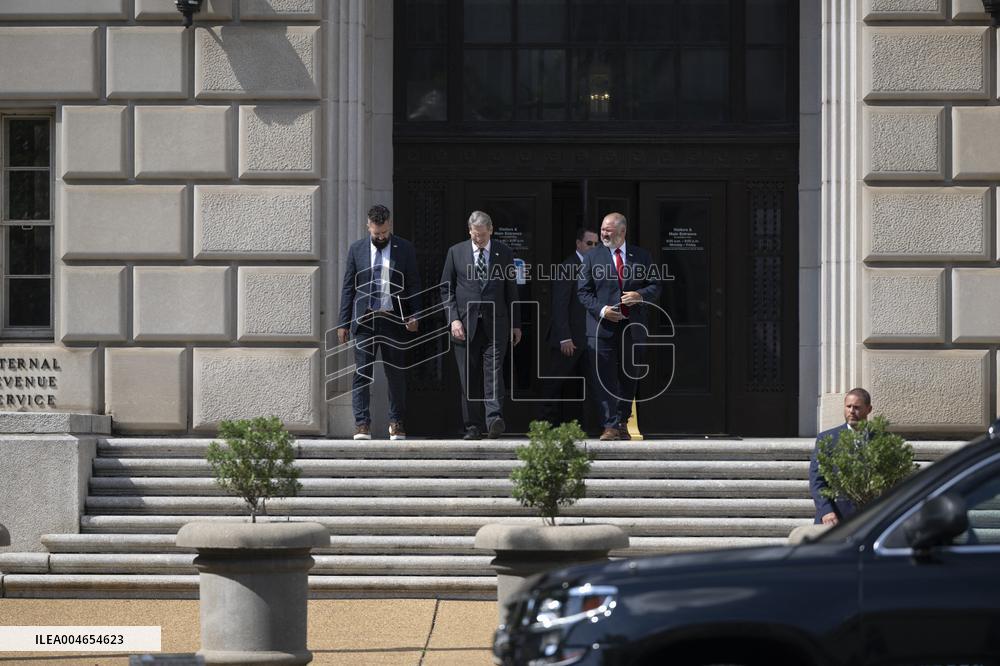 United States Secretary of the Treasury Scott Bessent, Gary Shapley and Joe Ziegler visit the IRS headquarters