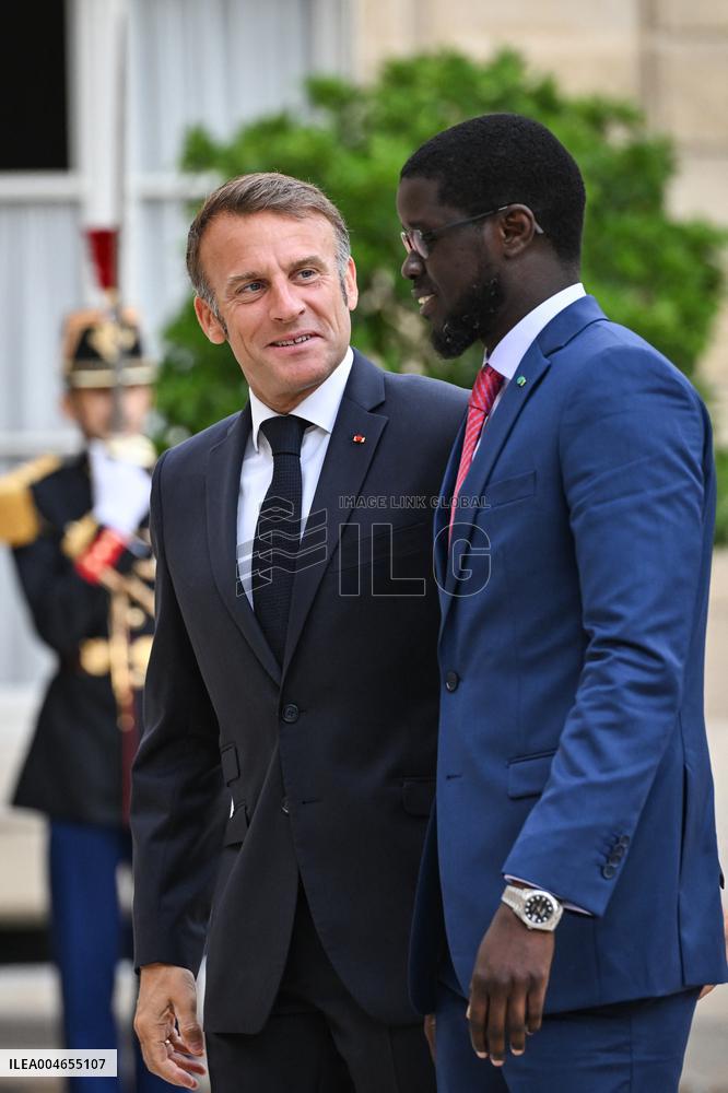 Emmanuel Macron welcomes Bassirou Diomaye Faye at the Elysee FA
