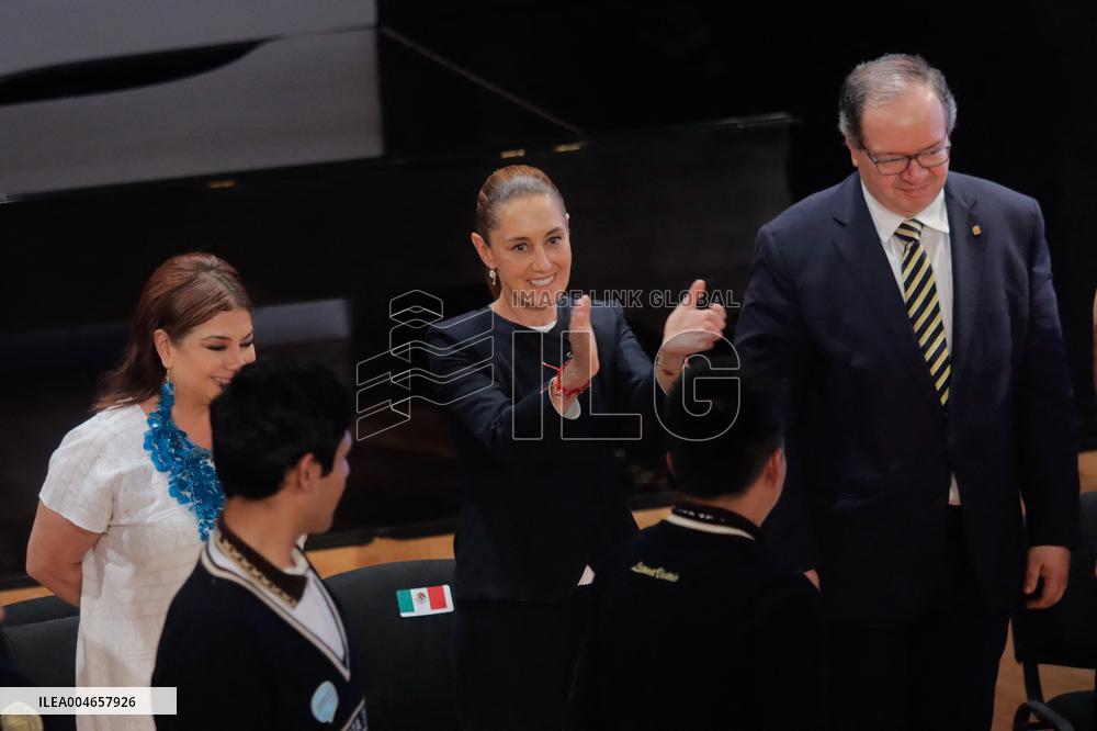 Mexican President Claudia Sheinbaum at Inaugural Ceremony for the New National Baccalaureate - Mexico