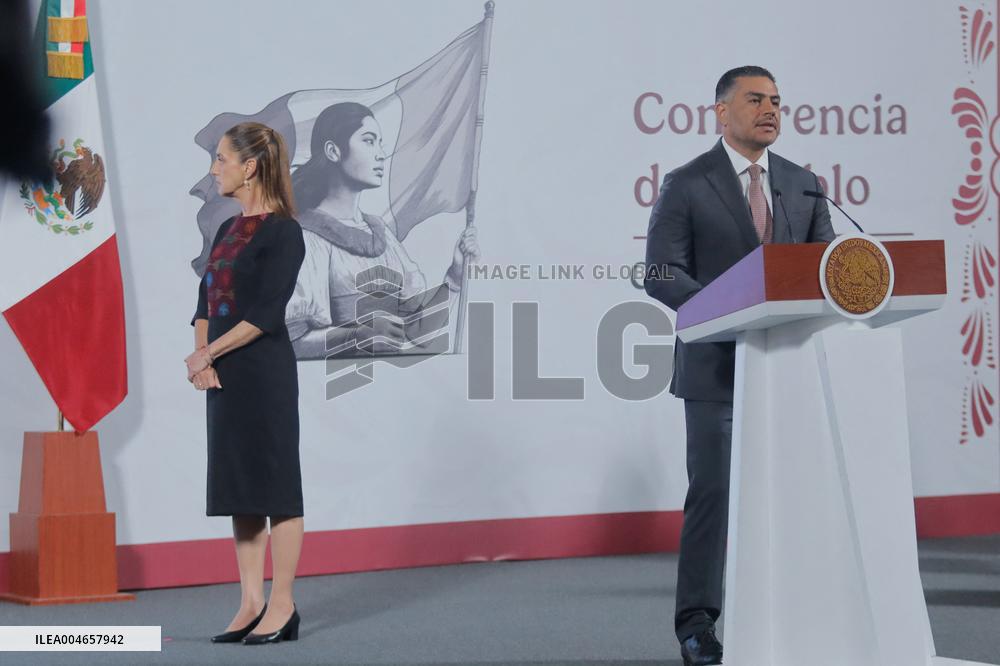 Mexican President Claudia Sheinbaum Holds Briefing Conference - Mexico