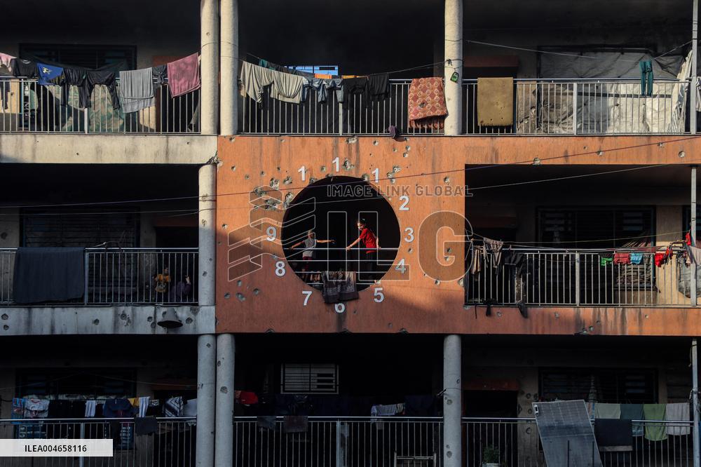 Displaced Children At Gaza City Shelter