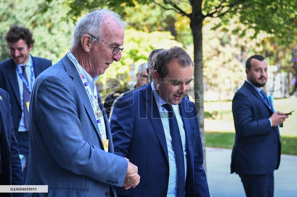 French Minister for the Armed Forces Sebastien Lecornu at the REF 2025 in Paris FA