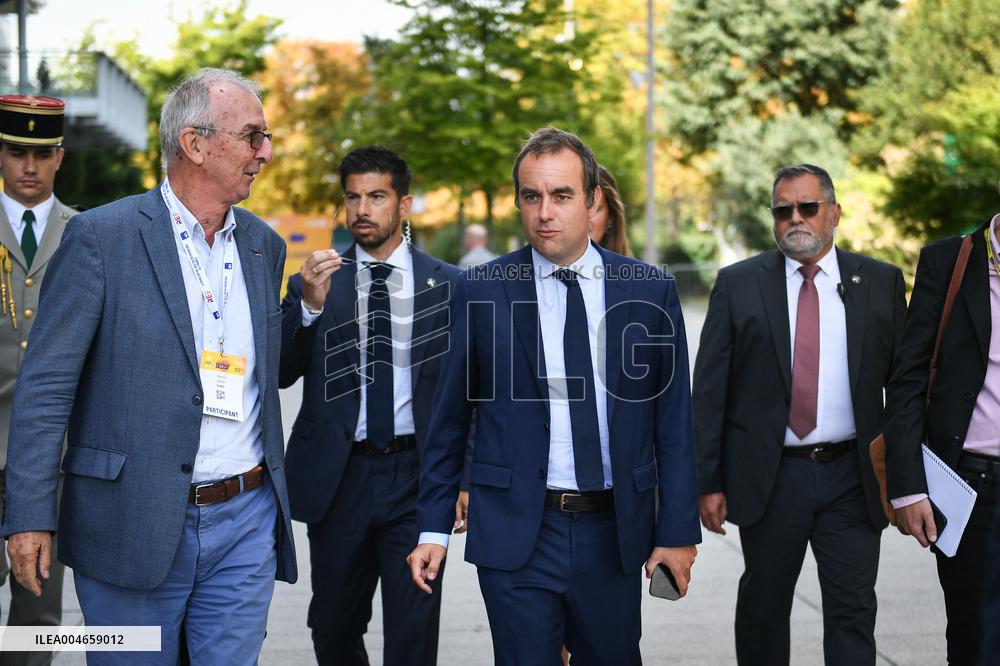 French Minister for the Armed Forces Sebastien Lecornu at the REF 2025 in Paris FA
