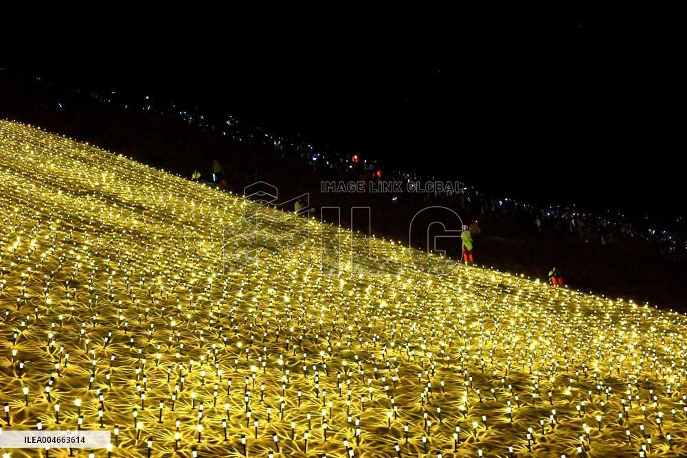 Mingsha Mountain Illuminated by Solar-Powered Lights - China