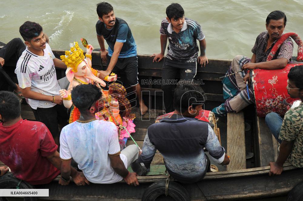 Devotees Perform Ganesh Idol Immersion - Bangladesh