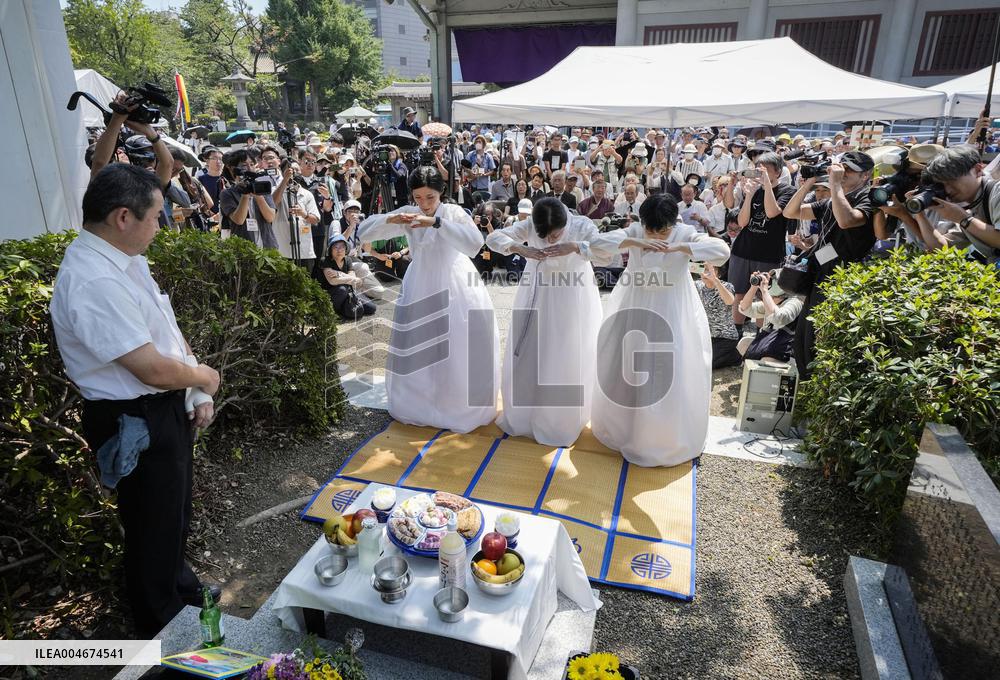 Memorial service for 1923 post-quake massacre of Koreans in Japan
