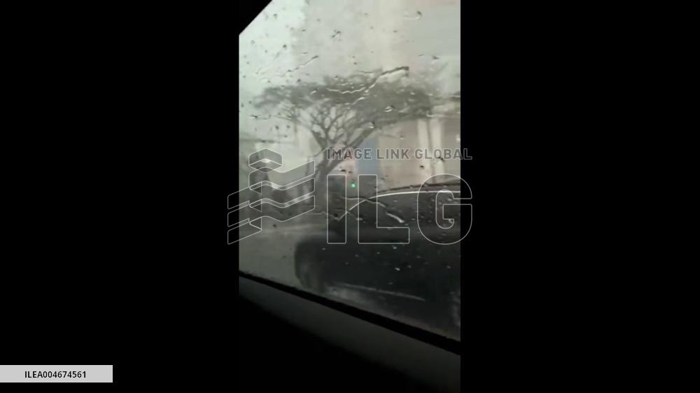 China: Lightning Strikes Near Cars During Typhoon Kajiki in Hainan