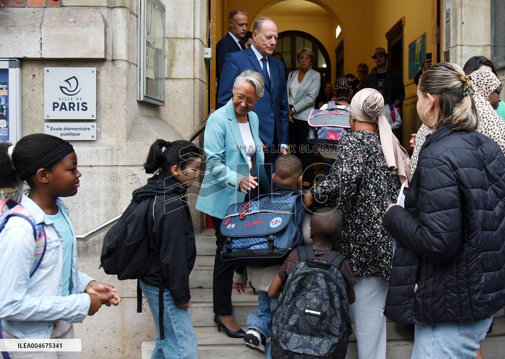 Elisabeth Borne Visit Elementary School - Paris