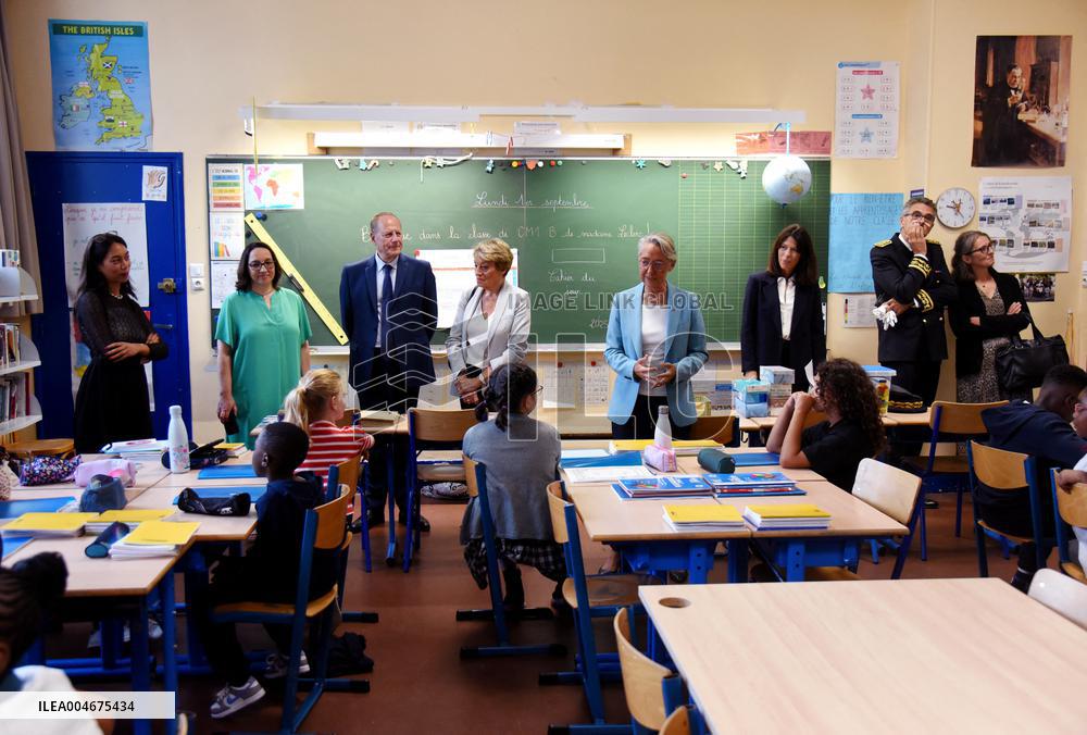 Elisabeth Borne Visit Elementary School - Paris
