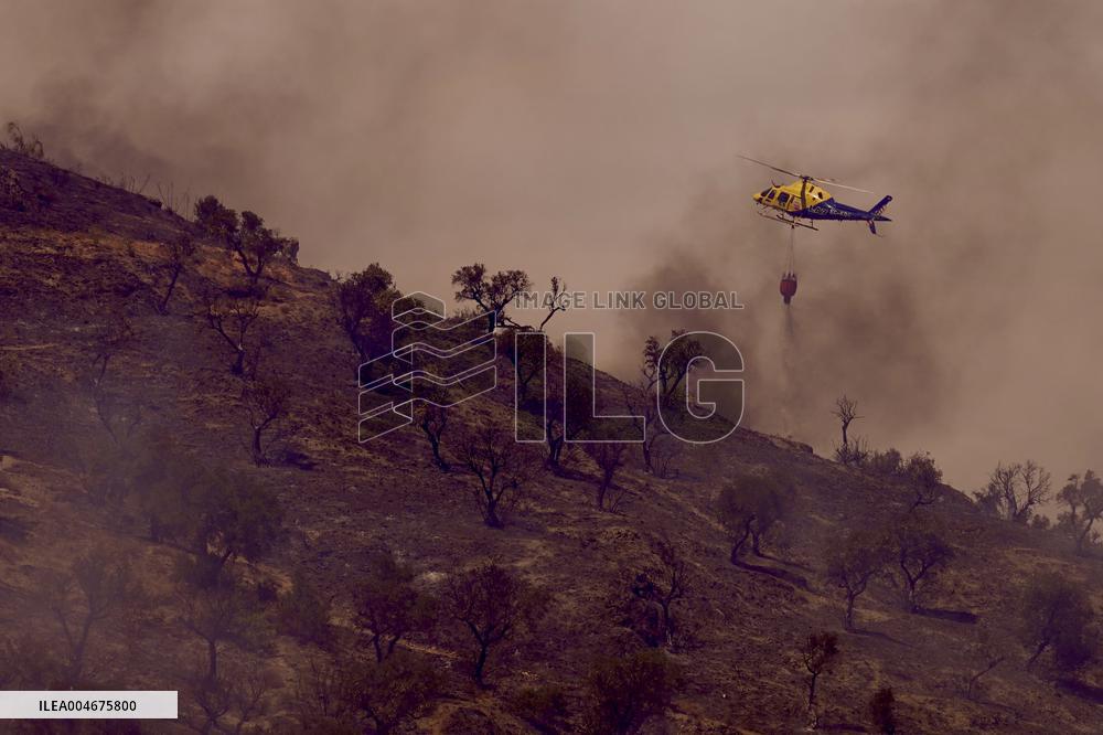 A New Fire Affects The Monte Coronado Area In Malaga - Spain