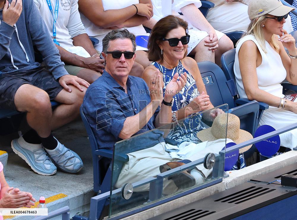 Stephen Colbert With Wife In The Stands