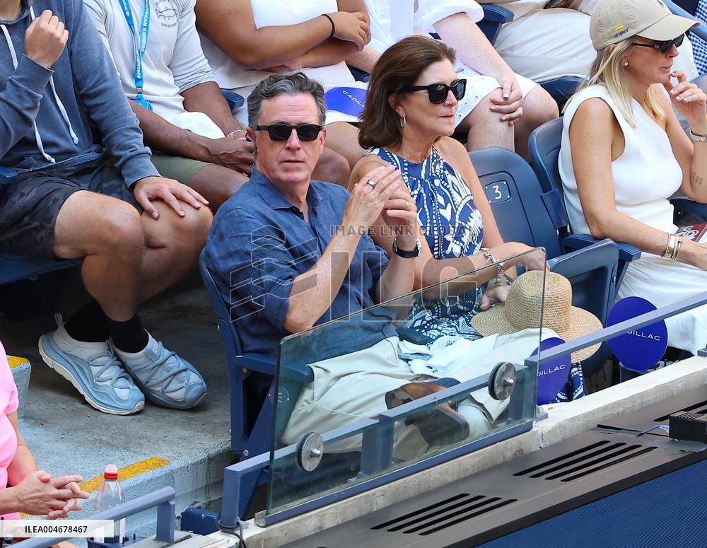 Stephen Colbert With Wife In The Stands