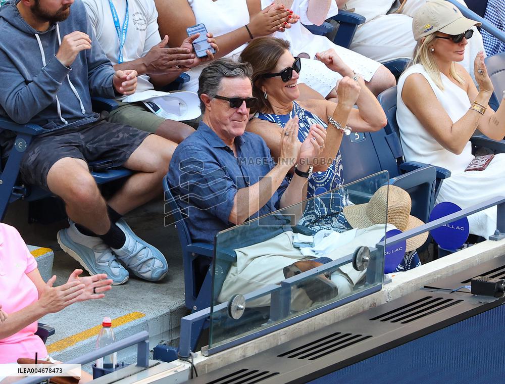 Stephen Colbert With Wife In The Stands