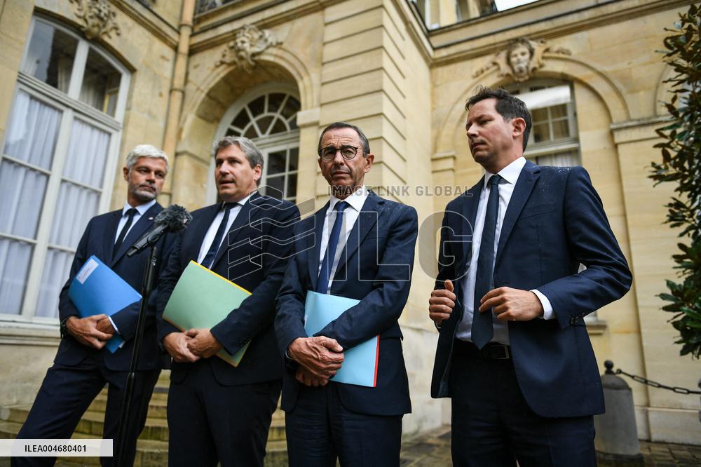 French PM Francois Bayrou meets Les Republicains leaders in Paris FA