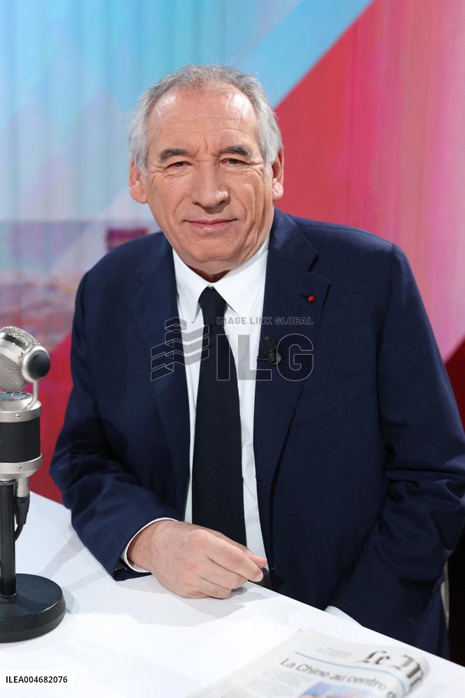 Exclusive - Francois Bayrou On RMC/BFMTV - Paris