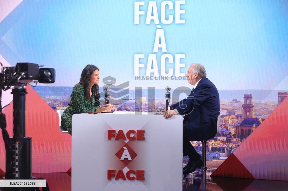 Exclusive - Francois Bayrou On RMC/BFMTV - Paris