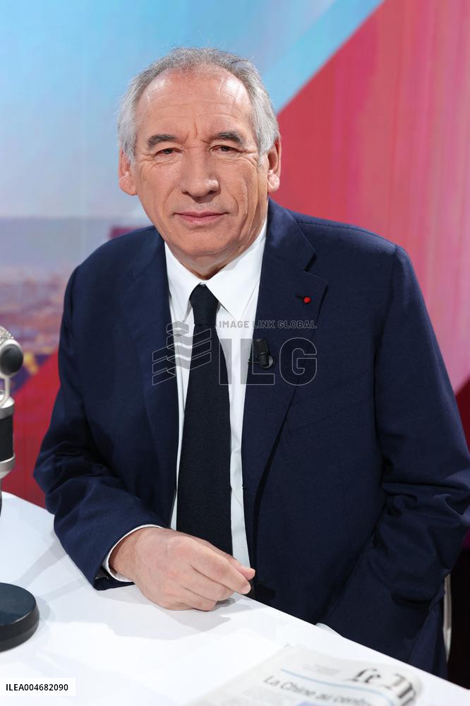 Exclusive - Francois Bayrou On RMC/BFMTV - Paris