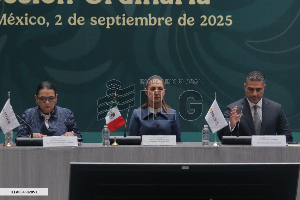 President Claudia Sheinbaum at National Public Security Council Meeting - Mexico City