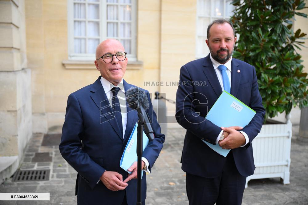 Eric Ciotti At Hotel De Matignon For A Meeting With PM - Paris