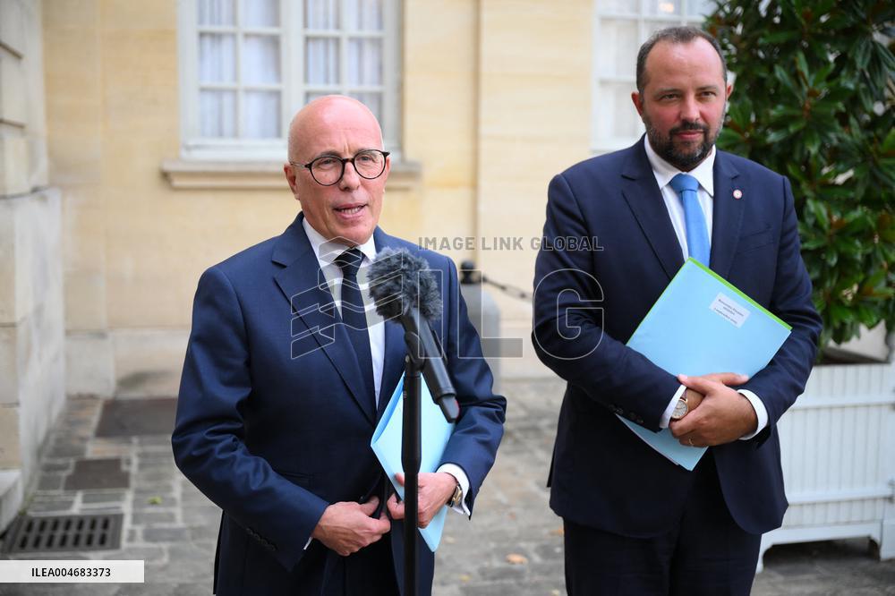Eric Ciotti At Hotel De Matignon For A Meeting With PM - Paris