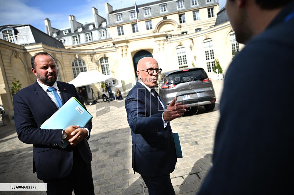 Eric Ciotti At Hotel De Matignon For A Meeting With PM - Paris