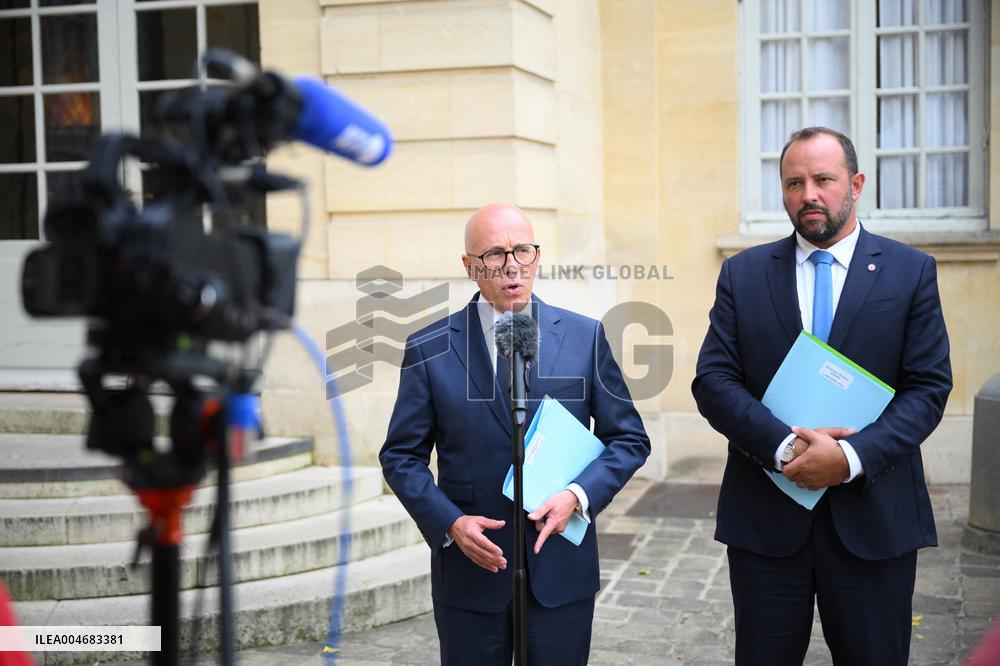 Eric Ciotti At Hotel De Matignon For A Meeting With PM - Paris