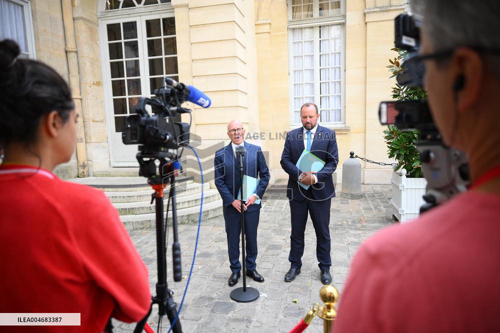 Eric Ciotti At Hotel De Matignon For A Meeting With PM - Paris