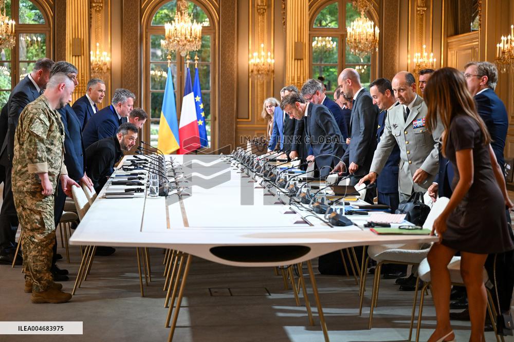 Meeting between Macron and Zelensky at Elysee Palace - Paris