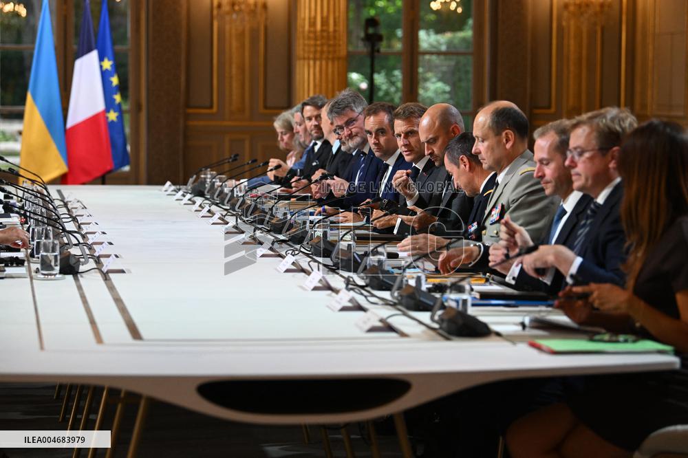 Meeting between Macron and Zelensky at Elysee Palace - Paris