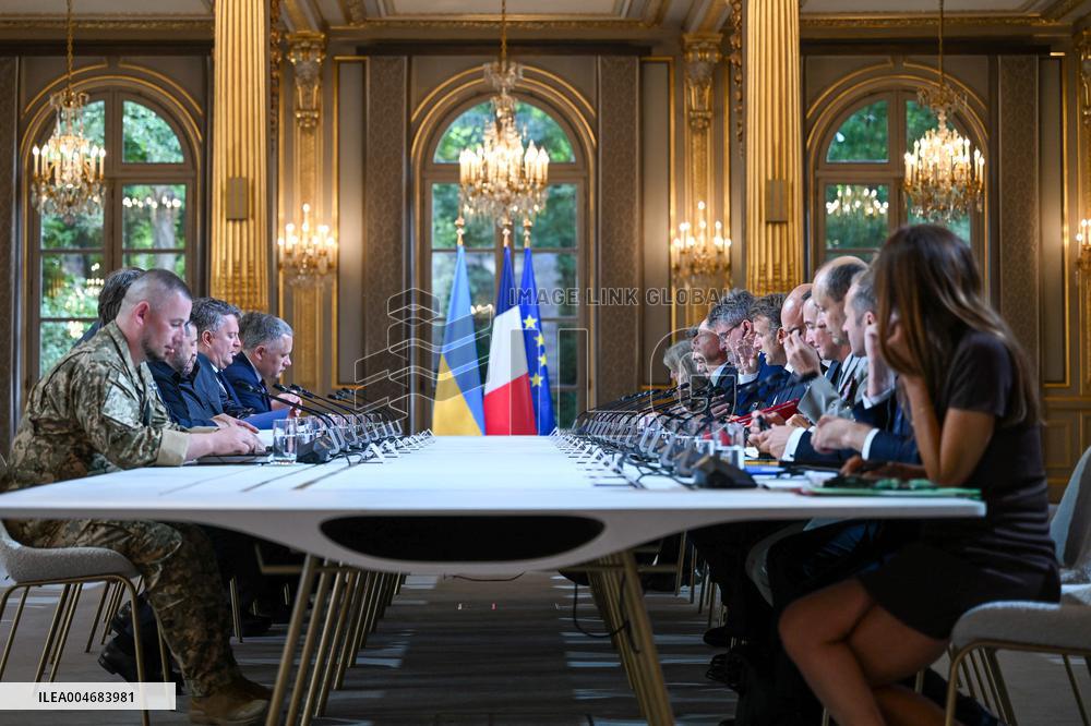 Meeting between Macron and Zelensky at Elysee Palace - Paris