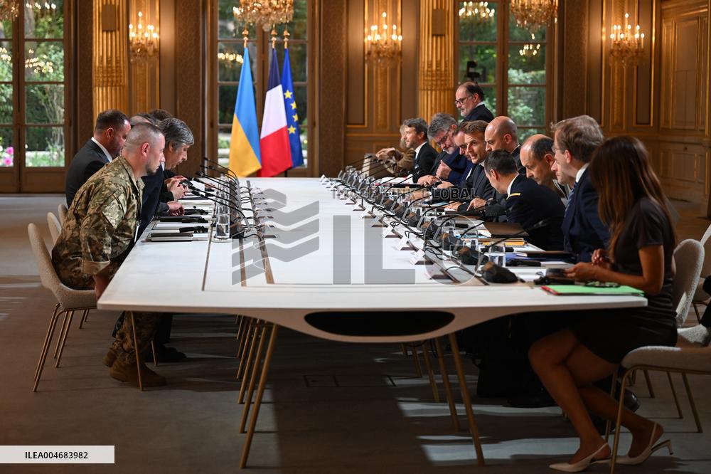 Meeting between Macron and Zelensky at Elysee Palace - Paris
