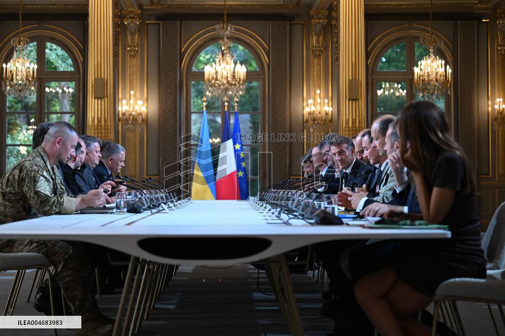 Meeting between Macron and Zelensky at Elysee Palace - Paris