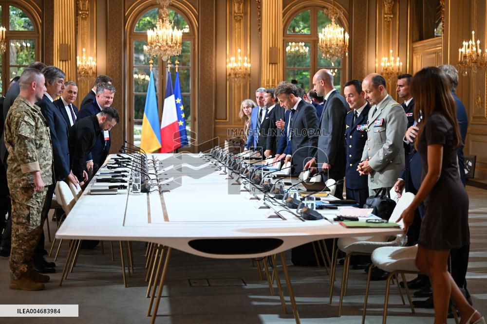 Meeting between Macron and Zelensky at Elysee Palace - Paris