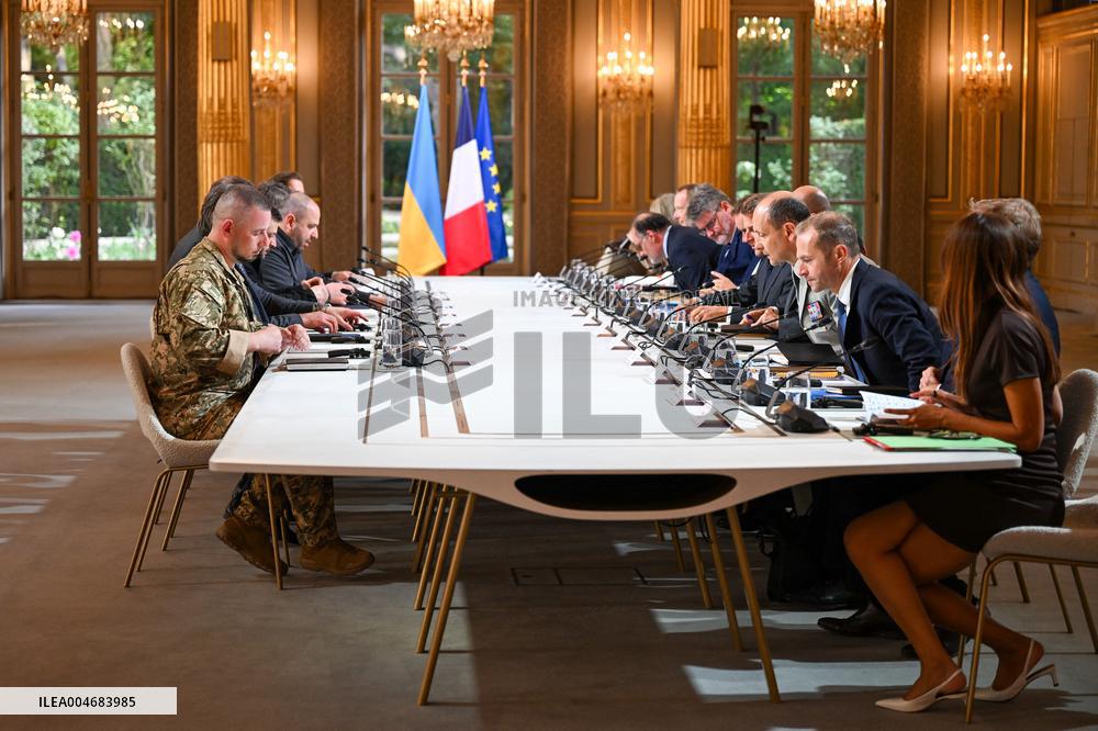 Meeting between Macron and Zelensky at Elysee Palace - Paris
