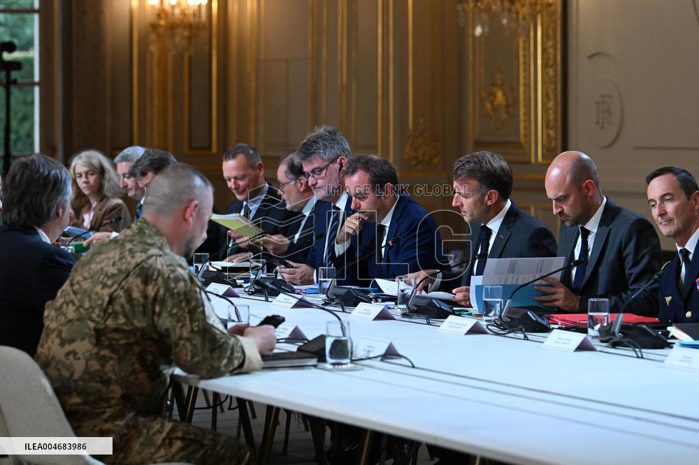 Meeting between Macron and Zelensky at Elysee Palace - Paris