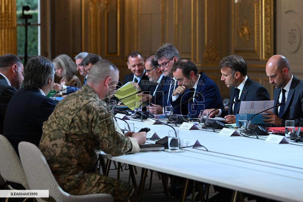 Meeting between Macron and Zelensky at Elysee Palace - Paris