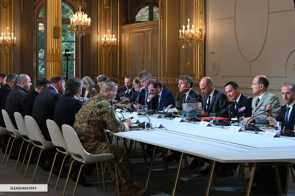Meeting between Macron and Zelensky at Elysee Palace - Paris