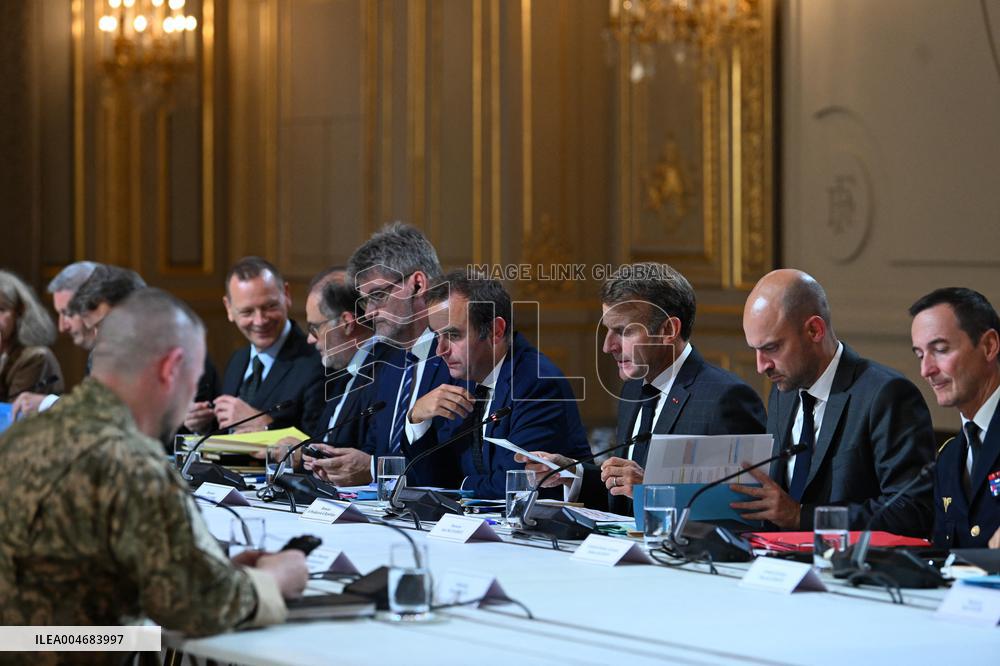 Meeting between Macron and Zelensky at Elysee Palace - Paris