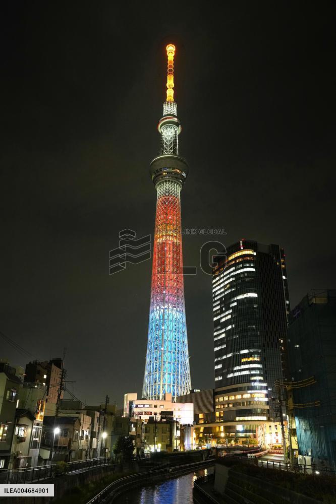 Tokyo Skytree illumination ahead of World Athletics C'ships