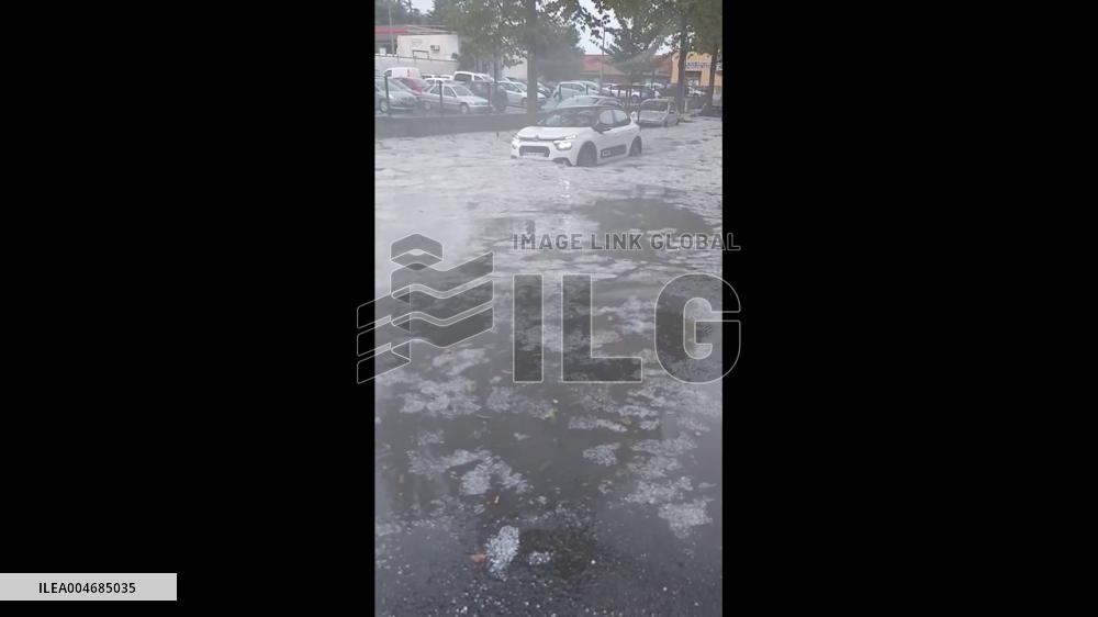 France: Heavy Rain and Hail Flood Streets in Saint-Chamond