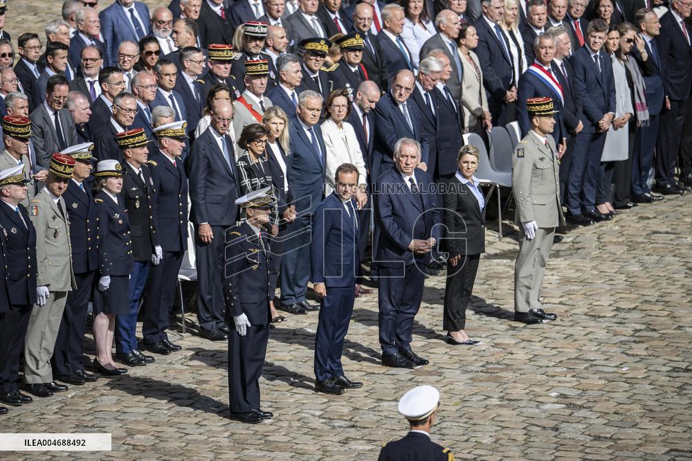 Francois Bayrou And Sebastien Lecornu At Farewell To Thierry Burkhard Arms Ceremony - Paris