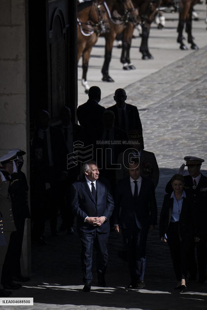 Francois Bayrou And Sebastien Lecornu At Farewell To Thierry Burkhard Arms Ceremony - Paris