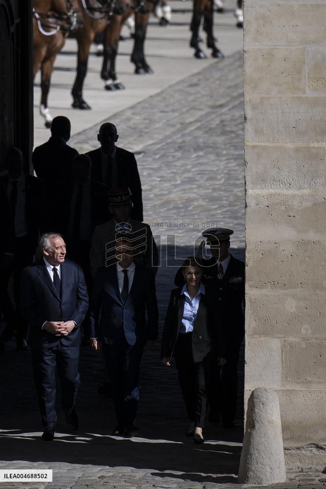 Francois Bayrou And Sebastien Lecornu At Farewell To Thierry Burkhard Arms Ceremony - Paris
